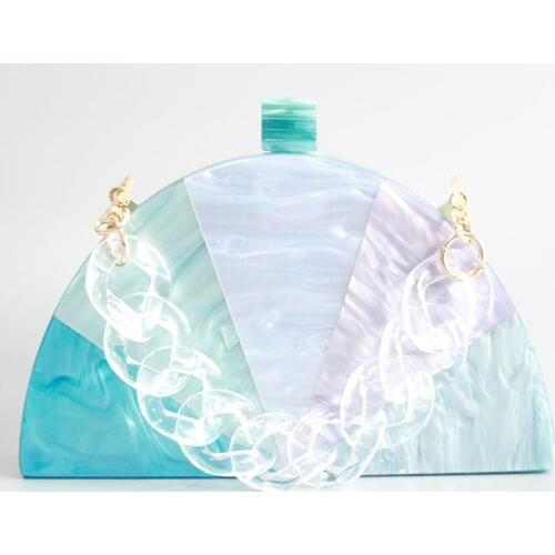 Colorful Half Moon Circle Acrylic Crossbody Bags Women Travel Handbag Simple Shoulder Messenger Bag Ladies Cross Body Bag Purse