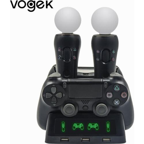 Portable 4 in 1 PS4 Controller Charger Dock Station for Playstation 4 PS4 PSVR VR Move Charging Stand for PS MOVE Controllers
