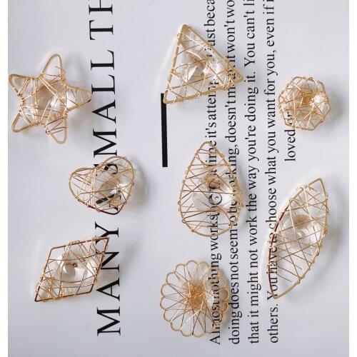 DIY Jewelry Findings Geometry Heart Star Water Drop Round Rhombus Floral Hexagon Pendant Charms Ornament Accessories 40pcs