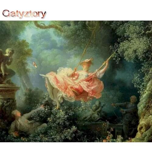 GATYZTORY Frame DIY Painting By Numbers Figure Picture Girl Swinging Picture By Number Kit Handpainted For Home Decors
