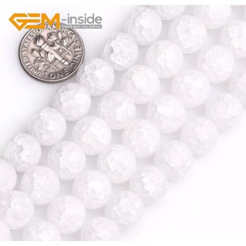 Natural White Quart z Crystal Round Frosted Matte Beads For Jewelry Making DIY Neckalce Bracelet strand 15" Wholesale