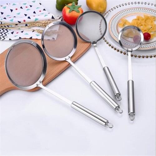 Oil Spill Spoon Filter Small Colander To Oil Over The Mesh Strainer Kitchen Stainless Steel Scoop Fried Food Net Cooktools