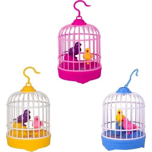 Creative Sound Control Induction Mini Bird Cage Toy Singing Interactive Toy Simulated Toy Bird For Children Kids Birthday Gift