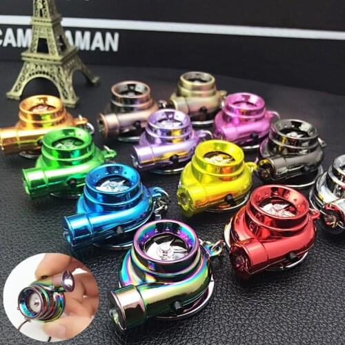 Mini Turbo Turbocharger Keychain LED light Spinning Turbine Key Chain Ring Keyring Keyfob Car Keyring Car Interior Accessories