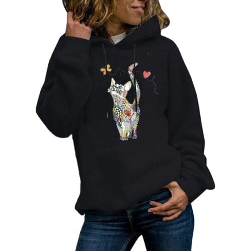 Fashion Casual Loose Long Sleeve Women Harajuku Fun Punk Hooded Sweatshirt Толстовка Женская Sudaderas Con Capucha Hoodies