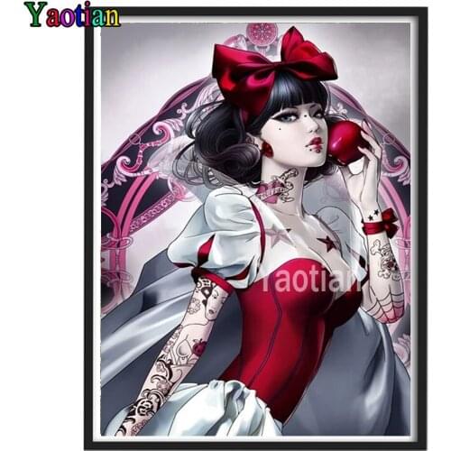 2021 New,diy diamond embroidery Cartoon princess and red apple diamond painting full square round drill diamond mosaic girl