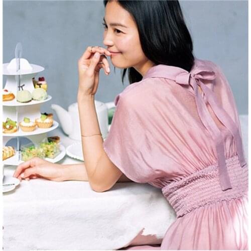 2021 early autumn new style Japanese temperament wind lace ruffled sleeve waist pleated dress