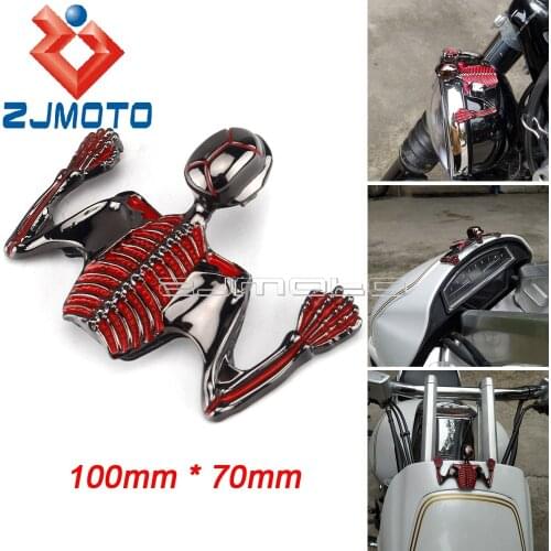 New Front/Rear Fender Mudguard Frame Ornament Skeleton Skull Head Statue 7'' Headlight Decal Emblem For Cafe Racer Motorcycle