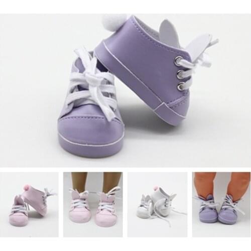 7cm Rabbit Shoes Purple/Pink/White For 18 Inch American Doll Shoes For Reborn Doll 43cm Baby Dolls Shoes Bay Girls Gift