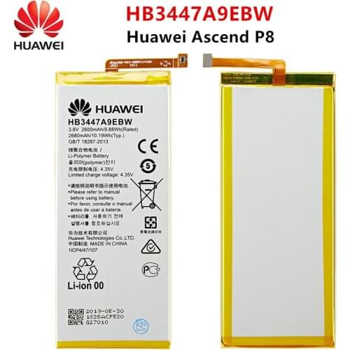 Hua Wei 100% Orginal HB3447A9EBW 2680mAh Battery For Huawei Ascend P8 GRA-L09/UL00/CL00/TL00/TL10/UL10 Replacement Batteries