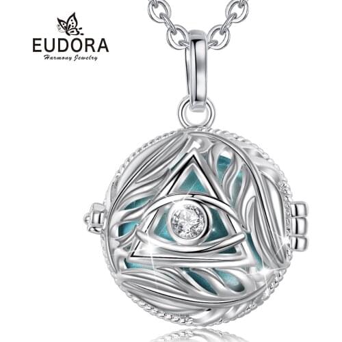 Eudora 18mm bola pregnancy necklace with sound pregnancy bola necklace Evil eye cage locket Pendant with CZ women Jewelry K385