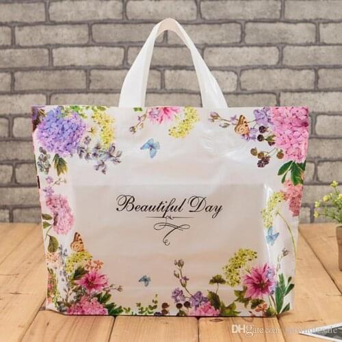 Plastic Shopping Gift Bags Flower Thickened Clothing Storage Pounch Party Supplies Shopping Food Packaging Packing Bags - 0074Pa