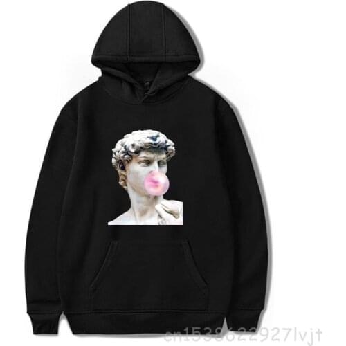 David Sculpture Miguel Angel Hip Hop Casual Hoodies Men Blowing Bubble Gum Funny Cute Print Harajuku Women Sweatshirt