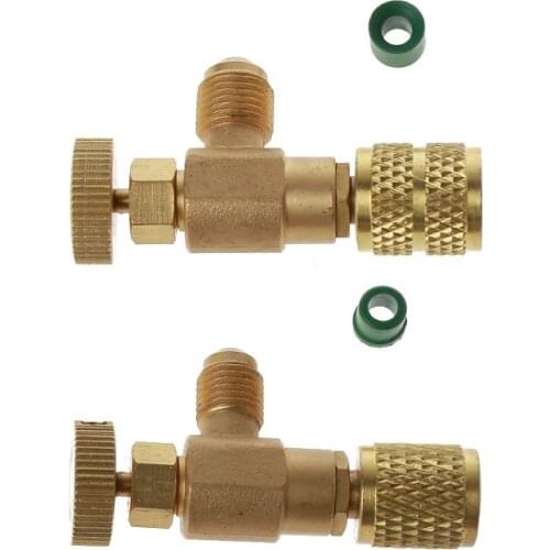 2 pcs / set Adding Fluorine Liquid Safety Valve R410 R22 Air Conditioning Refrigerant 1/4 Safety Adapter