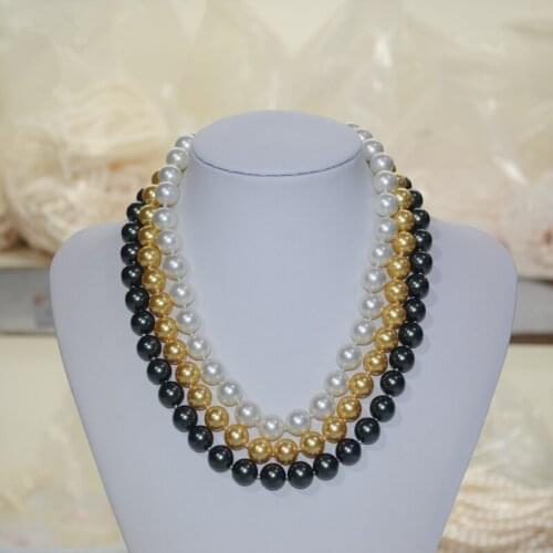 Luxury High quality 8-12mm Perfect round Natural shell gray gold pearl necklace Fashion pearl Necklace Party jewelry Moms gift