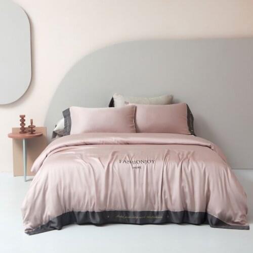 Luxury 9 Colors Tencel Bedding Set Satin Duvet Cover Set Bed Linen Fitted Sheet Pillowcases Home Textile King Queen Size 4PCS