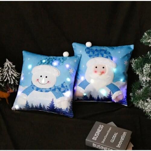 Christmas Decorations Santa Claus Snowman Illuminated Luminous Pillowcase Pillowcase Christmas Pillowcase Two-piece Set