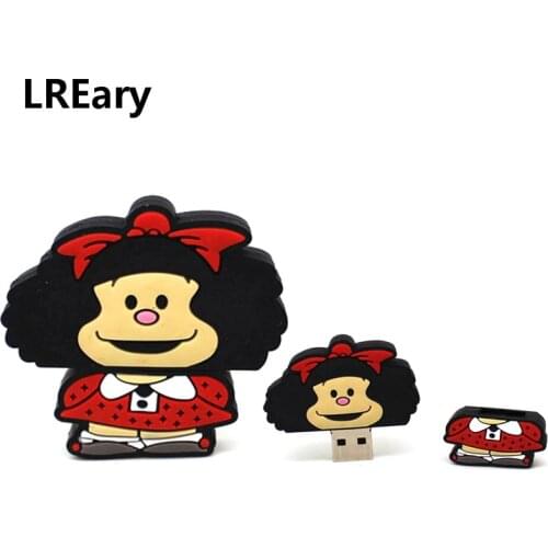 Cartoon Lovely Mafalda USB 2.0 Flash Drive Pen Drive 128GB cle 4GB 8GB 16GB 32GB Pendrive 64GB Flash Disk Memoria Stick