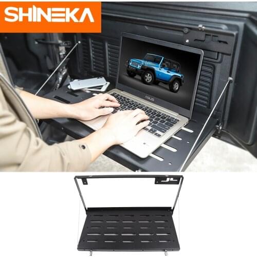 SHINEKA Rear Racks for Jeep Wrangler JL 2018 Metal Car Tailgate Trunk Door Shelf Storage Rack for Jeep JL Wrangler Accessories