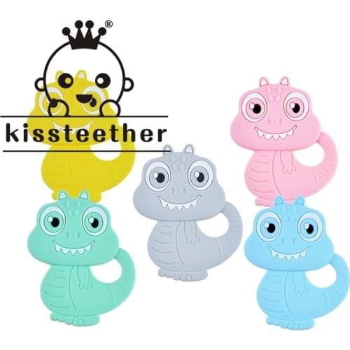 Kissteether Silicone Dinosaur Animal Pendant 1pcs DIY Beads BPA Free Silicone Anti-molar Toy Silicone Anti-Wear Pendant
