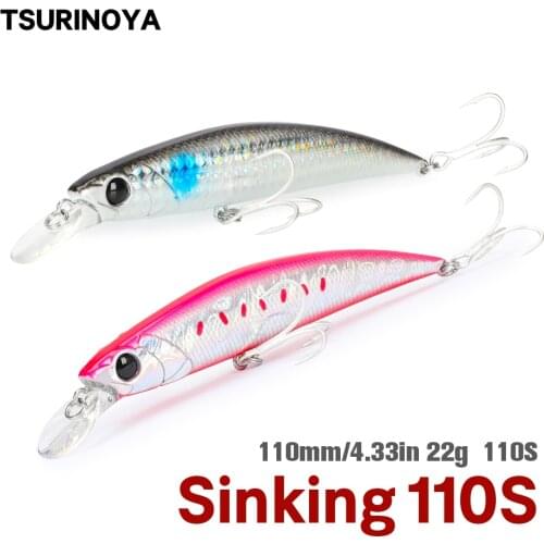 TSURINOYA DW77 Sinking Minnow Fishing Lure 110mm 22g Artificial Saltwater Hard Bait for Trout Pike Sea Bass Fishing Tackle