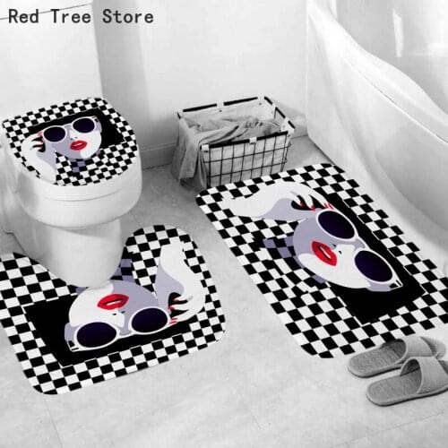 Three Pieces Bathroom Decoration Unique Printed Pattern Bath Mat and Cover Non-slip Eco-friendly Fabric with High Quality Sets