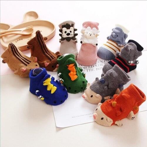 W148 Free shipping Newborn baby socks animal 3D cartoon baby socks anti - skid creative doll socks floor socks