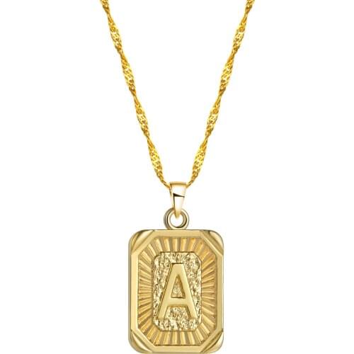 WANGAIYAO new couple alloy gold letter pendant necklace clavicle chain Simple 26 English letter necklace men and women commemora