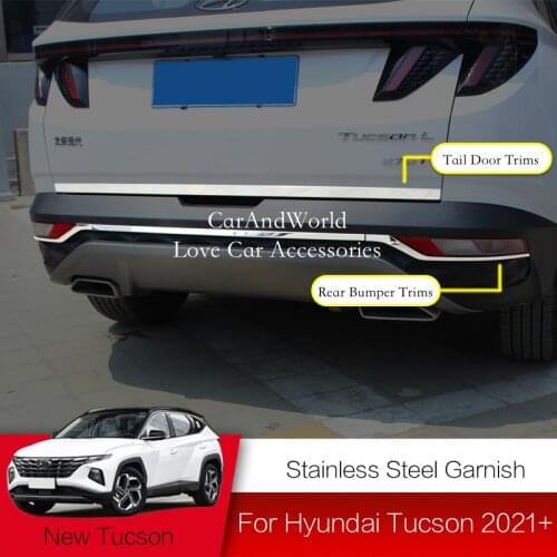 Rear Bumper Botton Trims Tail Door Fog Light Strips Stickers Auto External Garnish For Hyundai Tucson 2021 2022 Car Accessories