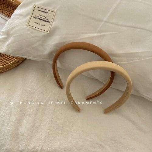 Pure color sponge headband women wash face non-slip pressure hair Korean simple retro temperament hairhoop headdress