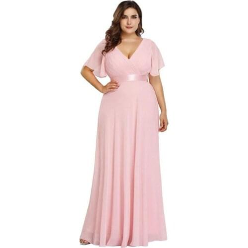 Womens Plus Size Double V-Neck Evening Party Maxi Dress Evening Dresses