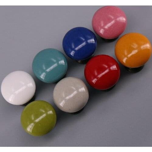 1pc Rural Style Mini size Round Ceramic Knob Small Cabinet Drawer Pull Handle for Kids Room Dressing box Jewelry box Knobs