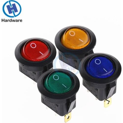 10Pcs 12V 3Pin Green Blue Yellow Red LED Rocker Switch SPST Dot Light Car Boat Auto ON/OFF
