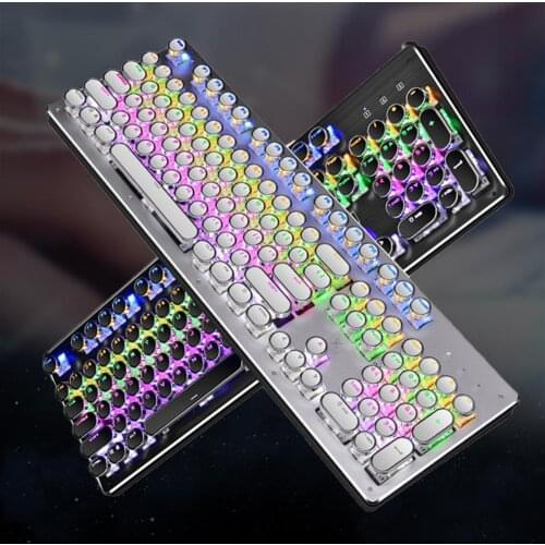 104Pcs/Set Round Electroplating Punk Keycaps Retro Anti-deform ABS Mechanical Keyboard Personalized Keycaps Decor