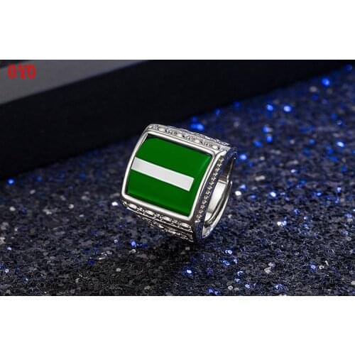2021 new style 925 silver retro ethnic green agate open female