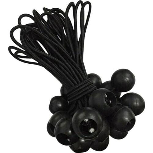 25PCS Black Ball Bungee Bungie Cord Heavy Duty Canopy Tent Tarp Tie Downs Strap