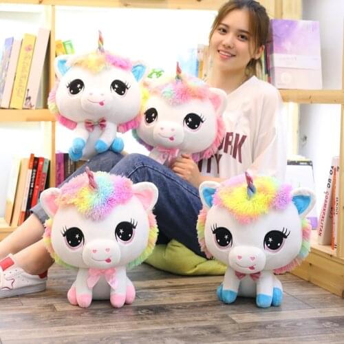 35 cm Soft Adorable Unicorn Plush Toy Cartoon Unicorn Plush Pillow Stuffed Short Plush Toy Doll For Children Holiday Gift