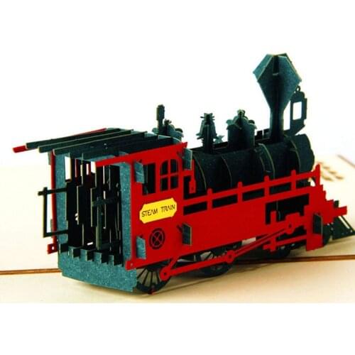 3D Pop Up Greeting Cards Train Happy Birthday Thank You Halloween Christmas Postcard Gift