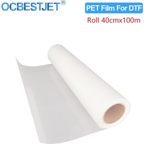 40cm*100m Roll PET Transfer Film 75 Micron For Direct Transfer Film Printing For Epson L1800 i3200 etc Printhead DTF Printer