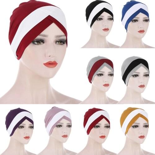 Muslim Women Hijab Chemo Cap Indian Turban Hair Loss Cover Beanie Bonnet Islamic Headwear Stretch Head Wrap Scarf Hat Skullies