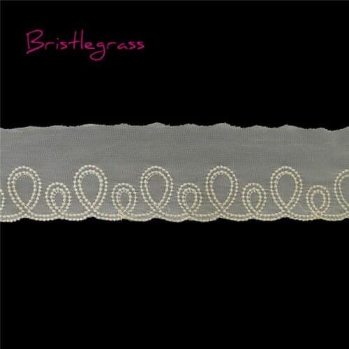 BRISTLEGRASS 1 Yard 2.75" 7cm Yellow Embroidered Embroidery Tulle Mesh Lace Trims Bridal Wedding Dress Costume DIY Sewing Crafts