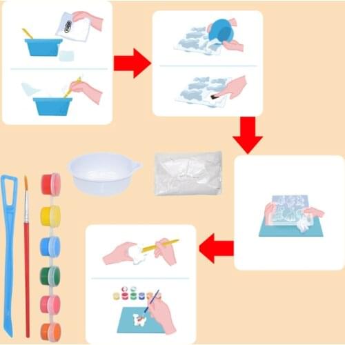 C5AF DIY Plaster Mould Refrigerator Magnets Set Handmade Lovely Colored Drawing Module for Children Friends