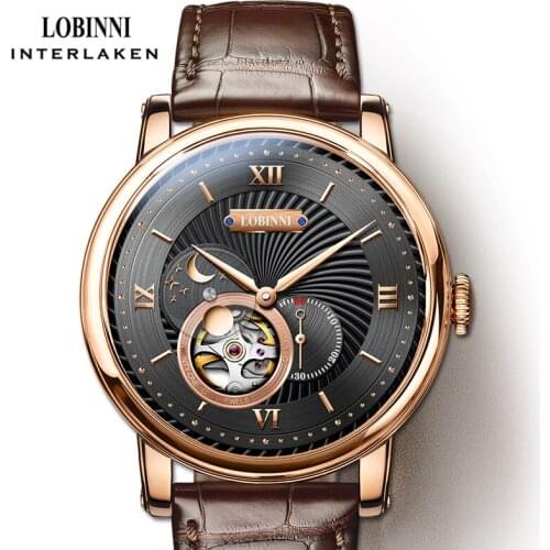 LOBINNI Top Brand Luxury Men Automatic Mechanical Watch Second Sub Dial Wristwatch Sapphire crystal Waterproof Watch