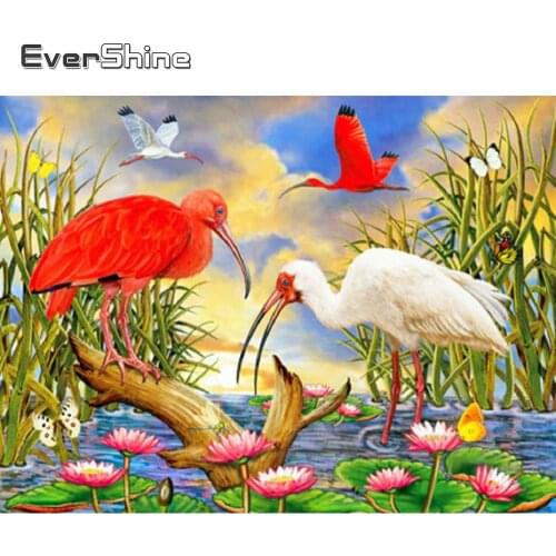 Evershine Diamond Painting Animals Crane Cross Stitch Kit Diamond Mosaic Scenery Full Layout Square Drill Diamond Embroidery Art