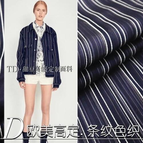 Europe and the United States spring and autumn brand striped yarn-dyed jacquard dress blazer wind clothes dress fabric brocade