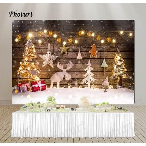 PHOTURT Christmas Decoration Backdrop New Year Festival Photography Background Gift Tree Polyester Vinyl Decorate Photo Props