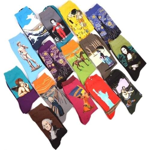 Classic Retro Abstract Oil Painting Art Socks Women Modern Van Gogh Starry Night Oil Painting Happy Socks Christmas Gift