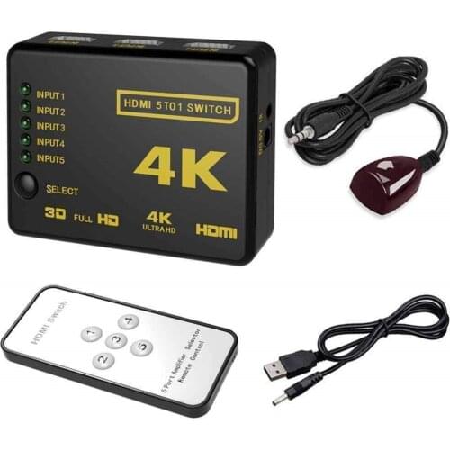 HDMI-Compatible Switcher 4K HD1080P 3 5 Port HD Switch Selector Splitter With Hub IR Remote Controller For HDTV DVD TV BOX Z2