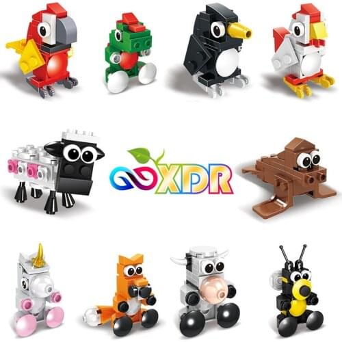 Small Particles Building Blocks Children Assembling Cartoon Animal Modeling Spelling Diy Educational Toys Cow sheep bee Sea lion