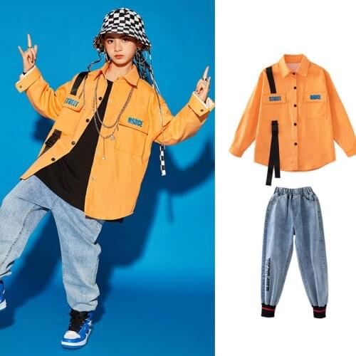 Hip-Hop Dance Costume Kids Children Modern Dance Performance Clothes Girls Jazz Dance Street Dance Wear Stage Outfits SL4472